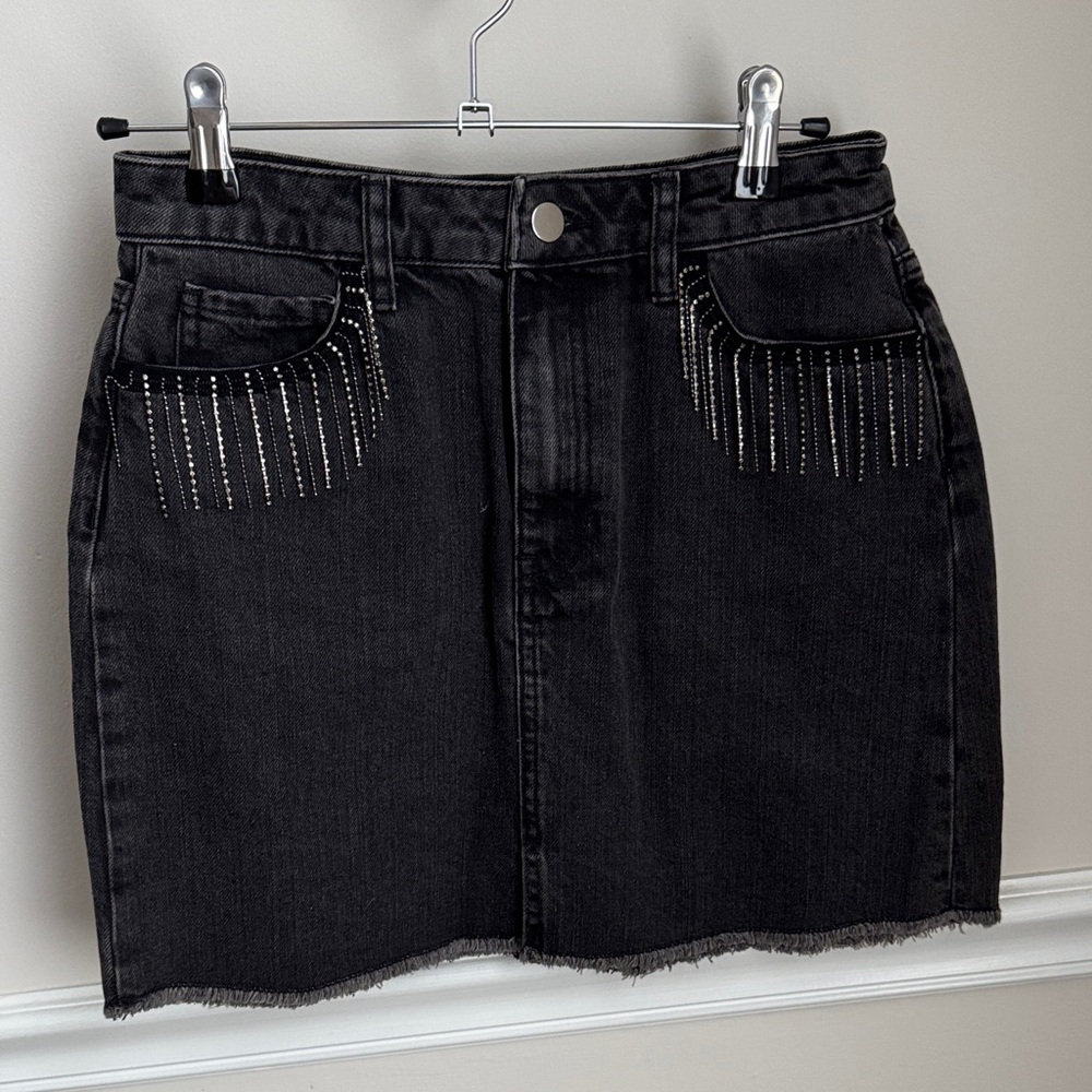 Francesca's Collections Black Denim Mini Skirt